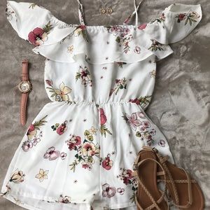 White Floral Romper